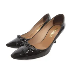 プラダ PRADA パンプス リボン エナメル ロゴ 36.5 黒 /FF ■IBO100のサムネイル