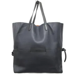 ジルサンダー JIL SANDER LACE SHOPPER トートバッグ ハンドバッグ レザー 皮革 ロゴ 紺  ネイビー ■IBO100のサムネイル