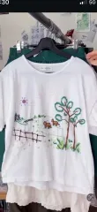 日本 ヴィンテージ 森ガール 刺繍 Tシャツ 白 Kitschのサムネイル