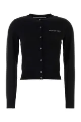 【新品・最安値】Alexander Wang Ls crewneck cardigan w/ hotfix logo BLACK 正規品 ノースリーブのサムネイル
