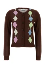 【新品・最安値】Ganni Light cotton argyle cardigan Tiramisu 05H 正規品 ノースリーブのサムネイル