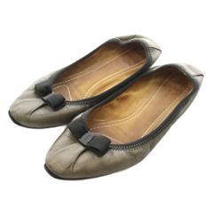 Salvatore Ferragamo My Joy ballet flats, leather, ribbon, size 36, gray /KU