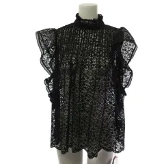 ダブルスタンダードクロージング ダブスタ DOUBLE STANDARD CLOTHING タグ付き レース ノースリーブ カットソー 黒 ブラック 36 0204-380-201 のサムネイル
