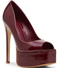 スティーブ マデン レディース シューズ ヒール プラットフォーム レザー Steve Madden Ives Patent Leather Peep Toe Platform Stiletto Puのサムネイル