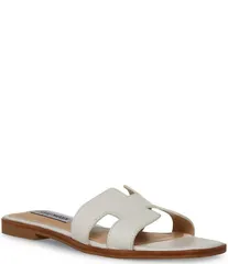 スティーブ マデン レディース シューズ パンプス サンダル レザー Steve Madden Hadyn Leather Flat Slide Sandals White ホワイトのサムネイル