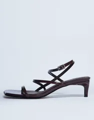 トップショップ レディース シューズ サンダル ミニ ヒール Topshop Autumn minimal mid heel sandals in chocolate Chocolate チョコレートのサムネイル