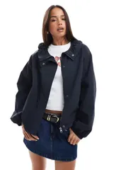 エイソス レディース アウター ジャケット・ブルゾン スタンドネック ギャザー ナイロン ジャケット ASOS DESIGN nylon ruched funnel neck bomber jackeのサムネイル