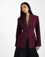 エイソス レディース アウター ジャケット・ブルゾン ブレザー ASOS DESIGN ultimate sculpted suit blazer in plum プラムのサムネイル