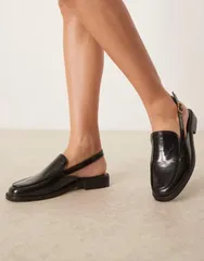 エイソス レディース シューズ スリッポン・ローファー ローファー ASOS DESIGN Marcella slingback loafers Black box ブラックのサムネイル