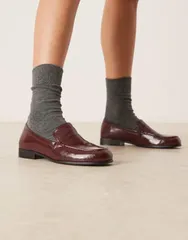 エイソス レディース シューズ スリッポン・ローファー ASOS DESIGN Melva clean round toe loafers Burgundy バーガンディのサムネイル