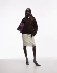 エイソス レディース アウター ジャケット・ブルゾン レザー ASOS DESIGN oversized leather look biker jacket in chocolate チョコレートのサムネイル