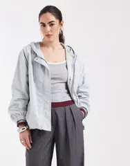エイソス レディース アウター ジャケット・ブルゾン ASOS DESIGN bubble hem rain bomber jacket in pale blue ブルーのサムネイル