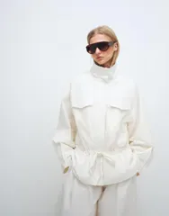 エイソス レディース アウター ジャケット・ブルゾン ASOS DESIGN dropped waist cinched windbreaker jacket Off white オフホワイトのサムネイル