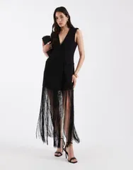 エイソス レディース アウター ジャケット・ブルゾン ノースリーブレザー ASOS DESIGN sleeveless tailored tassel detailing blazer dress Bのサムネイル
