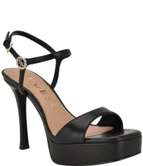 ゲス レディース シューズ サンダル プラットフォーム レザー Guess Womens Hendora Leather Platform Dressandals Black ブラックのサムネイル