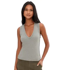 フリーピープル レディース トップス シャツ Vネック Free People We The Free Neria VNeck Tank Top Heather Grey グレーのサムネイル