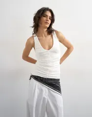 トップショップ レディース トップス タンクトップ Vネック ギャザー Topshop ruched vneck tank top IVORY アイボリーのサムネイル