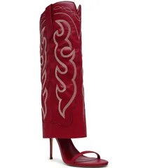 スティーブ マデン レディース シューズ ブーツ・レインブーツ Steve Madden Ravine Western Stiletto Knee High Open Toe Boots Red レッのサムネイル