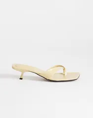 トップショップ レディース シューズ サンダル ヒール Topshop Solo strappy mule mid heel sandals in buttermilkのサムネイル
