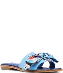 スティーブ マデン レディース シューズ パンプス プリント サンダル レザー Steve Madden Hadyn Groovy Print Scarf Leather Flat Slide Sanのサムネイル
