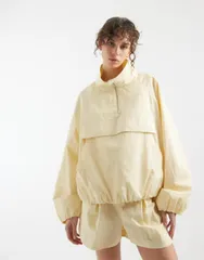 エイソス レディース アウター ジャケット・ブルゾン ASOS DESIGN oversized paper touch track jacket in lemon yellow Lemon yellのサムネイル