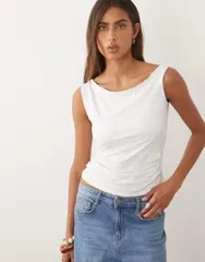 マンゴ レディース トップス シャツ ノースリーブ Mango Teen twistrap sleeveless top WHITE ホワイトのサムネイル