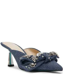 ベッツィジョンソン レディース シューズ パンプス デニム Blue by Betsey Johnson Kena Embellished Bow Denim Dress Mules Denim デニのサムネイル