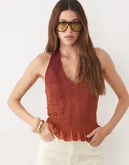 マンゴ レディース トップス シャツ ホルター Mango Teen halterneck top in orange オレンジのサムネイル