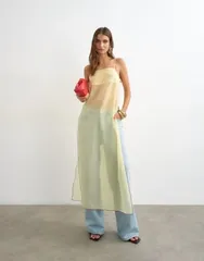トップショップ レディース トップス タンクトップ シアー Topshop sheer organza longline camin lemon with red tipping LEMON レッドのサムネイル