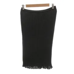 ピエールカルダン Pierre Cardin 美品 プリーツスカート L 黒 ブラック ニット ミディ丈 フリル裾 ラメ /NL ■ECF005のサムネイル