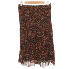 ハナエモリ HANAE MORI 美品 プリーツスカート L 黒 ブラック  花柄 ミディ丈 /NL ■ECG006のサムネイル