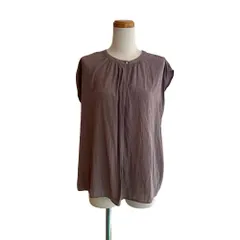 メーカーズシャツ カマクラ MAKER'S SHIRT 鎌倉 シャツ ブラウス ギャザー ノーカラー フレンチスリーブ プルオーバー 40 茶ブラウン /EH ■ECF005のサムネイル