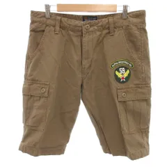 アルファ ALPHA INDUSTRIES カーゴパンツ L ハーフ丈 ドローイングウエスト ワッペン ジップフライ 茶 ブラウン /YF ■ECF006のサムネイル