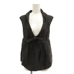 イザベルマラン ISABEL MARANT ノースリーブ ブラウス ペプラム リボン シルク混 総柄 0 チャコールグレー /JS ■ECF007のサムネイル