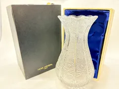 HOYA CRYSTAL ホヤクリスタル 花瓶 フラワーベース カットガラス クリスタルガラス 箱付き 花器 インテリア 置物 保管品 t229のサムネイル
