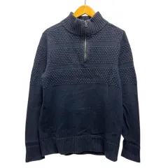 バナナリパブリック BANANA REPUBLIC ニット セーター ハーフジップ リブ コットン 無地 長袖 S 紺 ネイビー のサムネイル