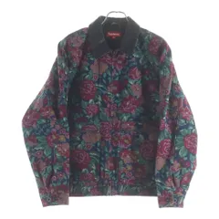SUPREME (シュプリーム) 20AW Leather Collar Work Jacket 襟レザー切替 フラワー柄 中綿ジップアップワークジャケット レッド/グリーンのサムネイル