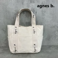 agnes b. アニエスベー WEB限定 Berenice SAS22-01 ロゴテープ トートバッグ キャンバス アイボリー 大容量 肩掛け かばん 鞄 手提げ ポケット付き タウンユース カジュアル 通勤 通学 デイリー お出かけ ★ ■■のサムネイル