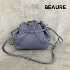 BEAURE ビューレ カウレザー 巾着 ショルダーバッグ パープル 斜め掛け ポシェット 巾着バッグ 巾着ショルダー ミニバッグ かばん 鞄 タウンユース カジュアル デイリー お出かけ 旅行 シンプル 上品 モード コンパクト シック 通勤 ★ ■■のサムネイル