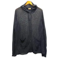 スピック＆スパン ノーブル Spick&Span Noble カーディガン ニット フード リネン混 長袖 無地 薄手 紺 ネイビーのサムネイル