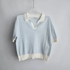 1386 8seconds サマー ニット KARA（カラ） Tシャツ ブルー Lのサムネイル