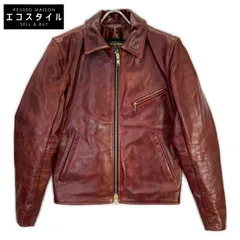 VANSON　バンソン　ブラウン 9Dオクタゴン シングルライダースジャケット　36のサムネイル
