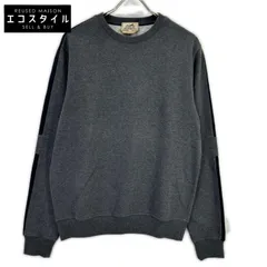 HERMES　エルメス　52-5756 チャコールグレー×ブラック コットン ショルダーライン スウェットプルオーバー　Mのサムネイル