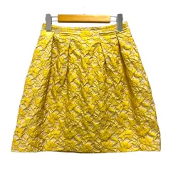 ボールジー BALLSEY トゥモローランド スカート フレア タック レース 刺繍 ミニ丈 36 黄 イエローのサムネイル
