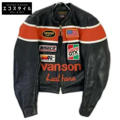 VANSON　バンソン　パッチ シングルライダースジャケット　38のサムネイル