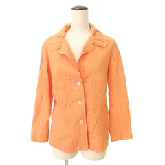 ユキコハナイ YUKIKO HANAI 美品 オープンカラー シャツ ブラウス 日本製 10 約Mサイズ オレンジ ■YHS6のサムネイル