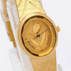 ★美品 ELGIN エルジン EK770-007 チューリップ QZ 動作品 カットガラスのサムネイル