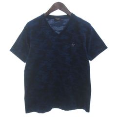 EPOCA UOMO Vネック Tシャツ 迷彩柄 ネイビー エポカ ウォモ EPOCA UOMO Tシャツ 半袖 Vネック カモフラ 迷彩 青