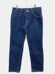 SOMETHING サムシング デニムパンツ 29 ネイビー クロップド・半端丈 無地 ワンポイント ブランドロゴ テーパード スタンダード レギュラー リジッド・ワンウォッシュ レディースのサムネイル
