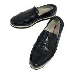 Prada Sport slip-on sneakers, flat shoes, patent leather, size 36.5, navy blue.